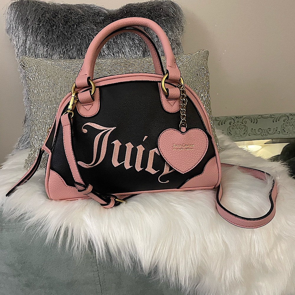 Juicy Couture Black and Pink Dome Crossbody Satchel